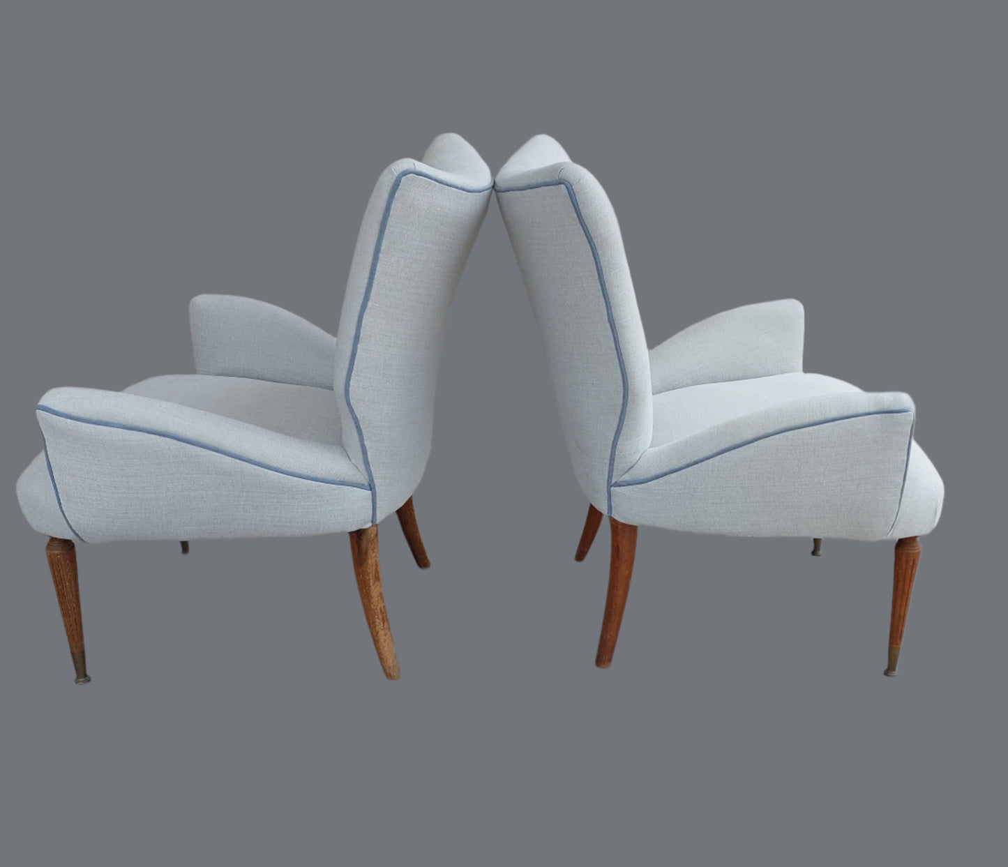 2 Pearl Velvet Armchairs 50s