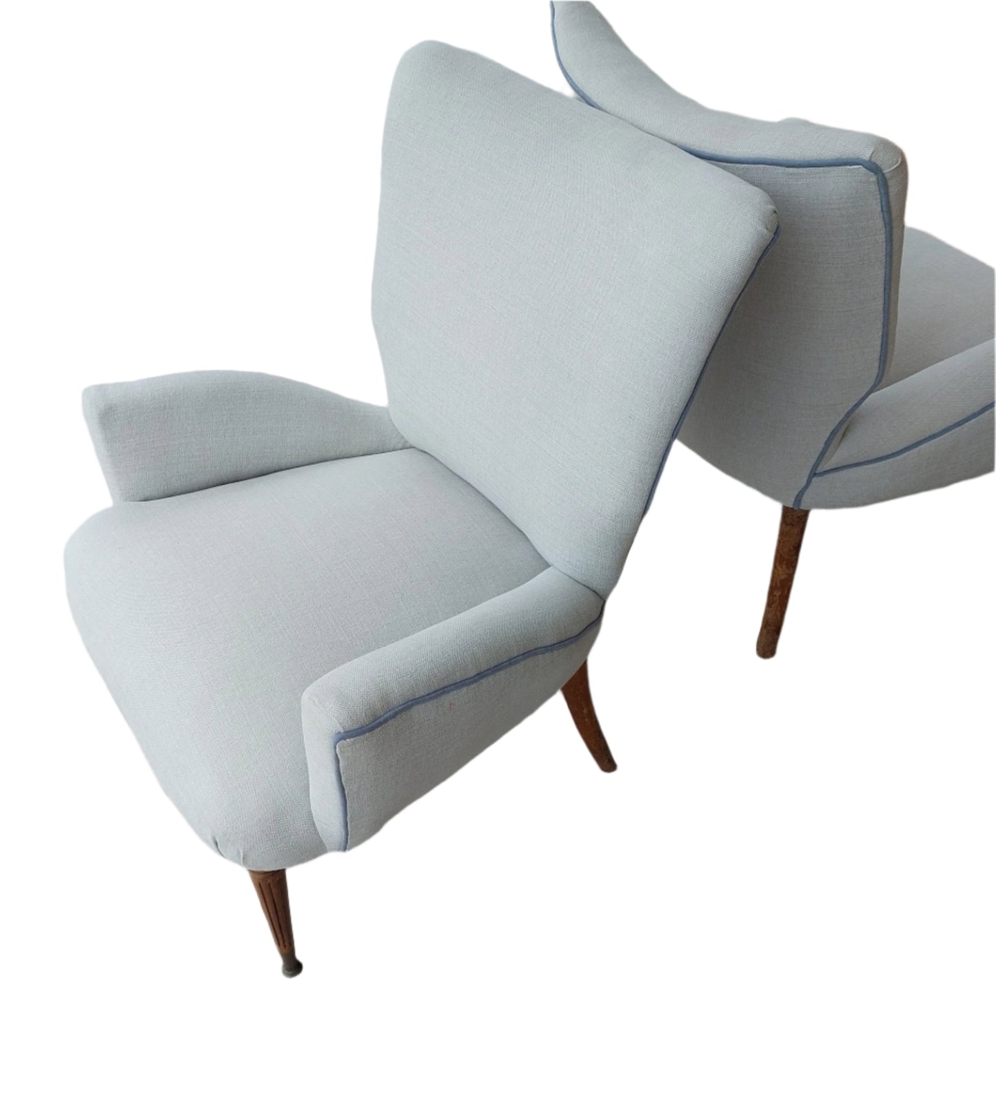 2 Pearl Velvet Armchairs 50s