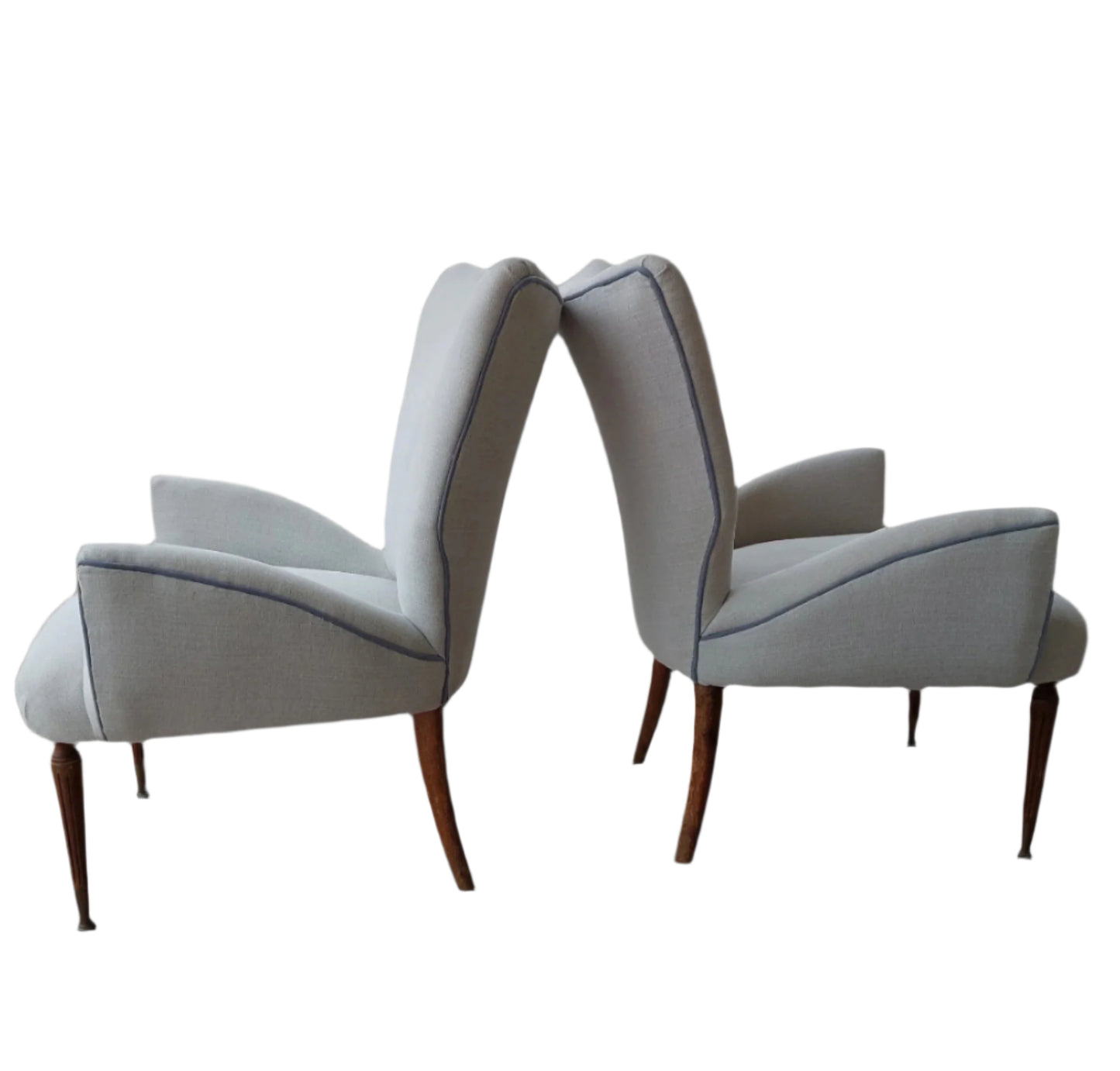 2 Pearl Velvet Armchairs 50s
