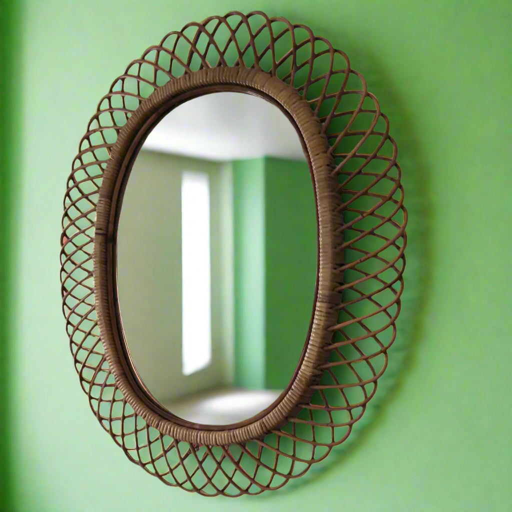 cane mirror on the wall