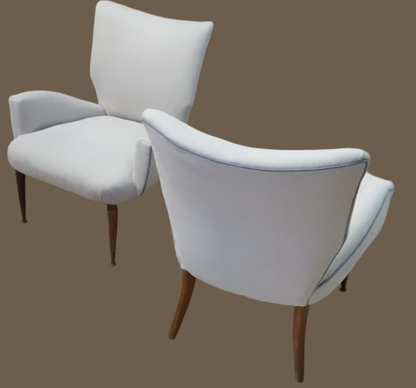 2 Pearl Velvet Armchairs 50s
