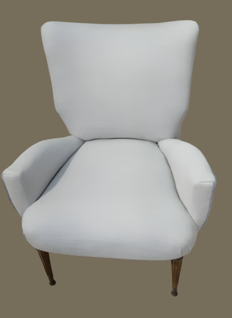 2 Pearl Velvet Armchairs 50s