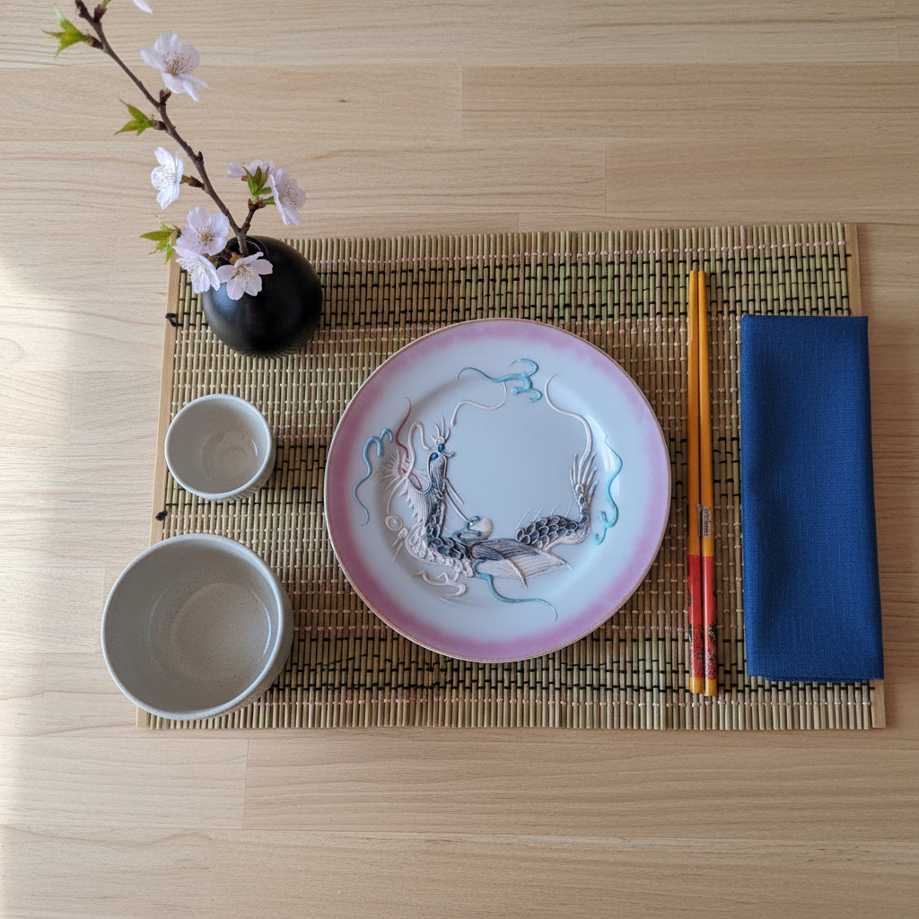 set of 6 Japanese Moriage Dragon plates from the 60's