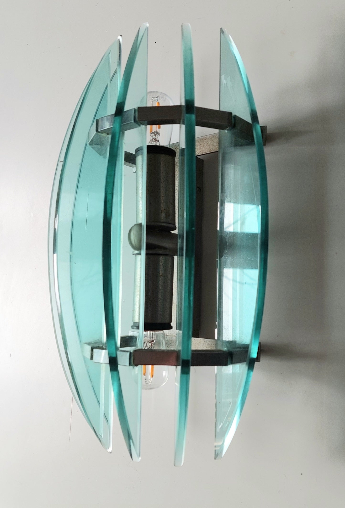 side view of Veca Italian glass wall light 