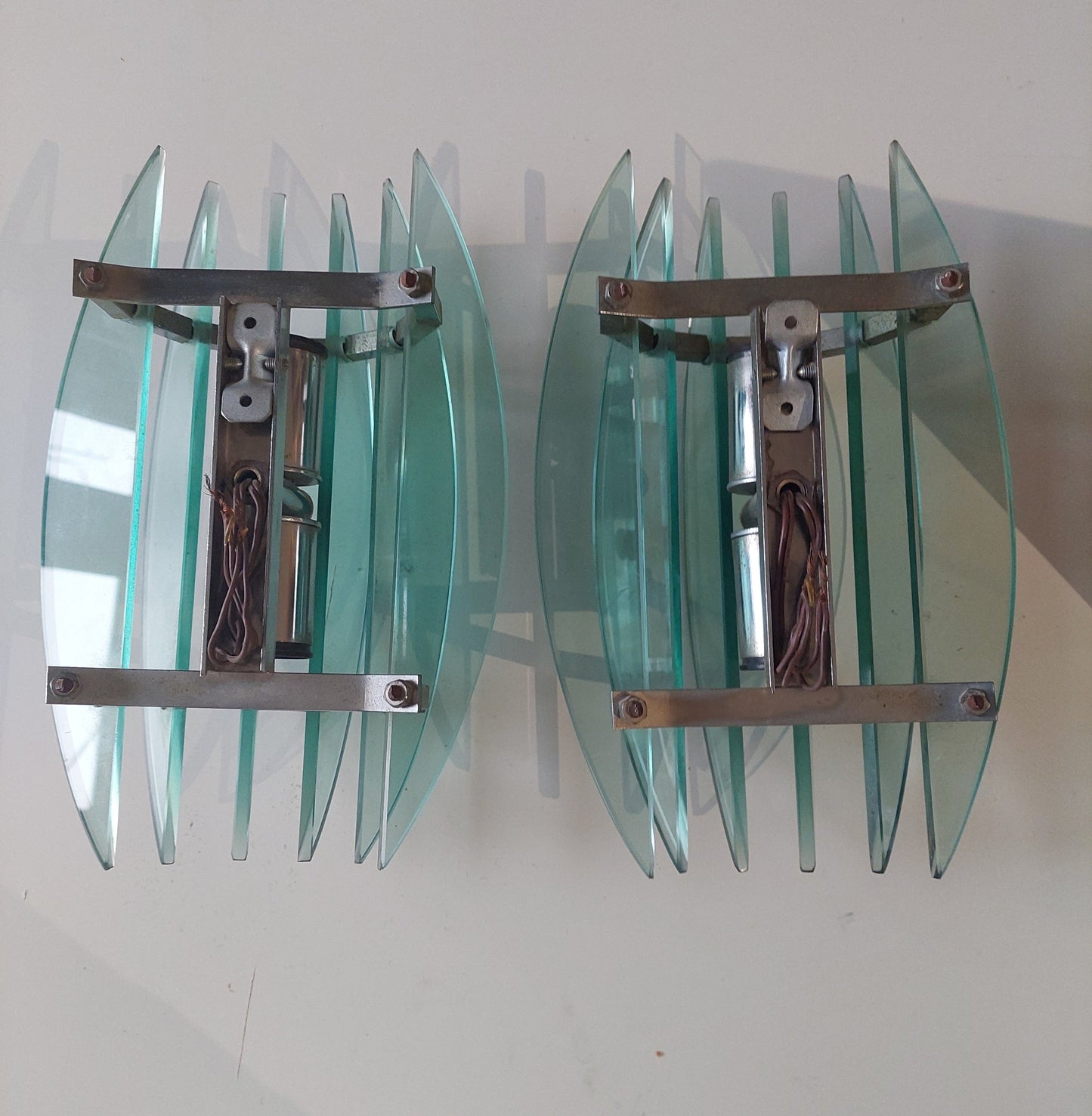 back of Veca Italian glass wall lights