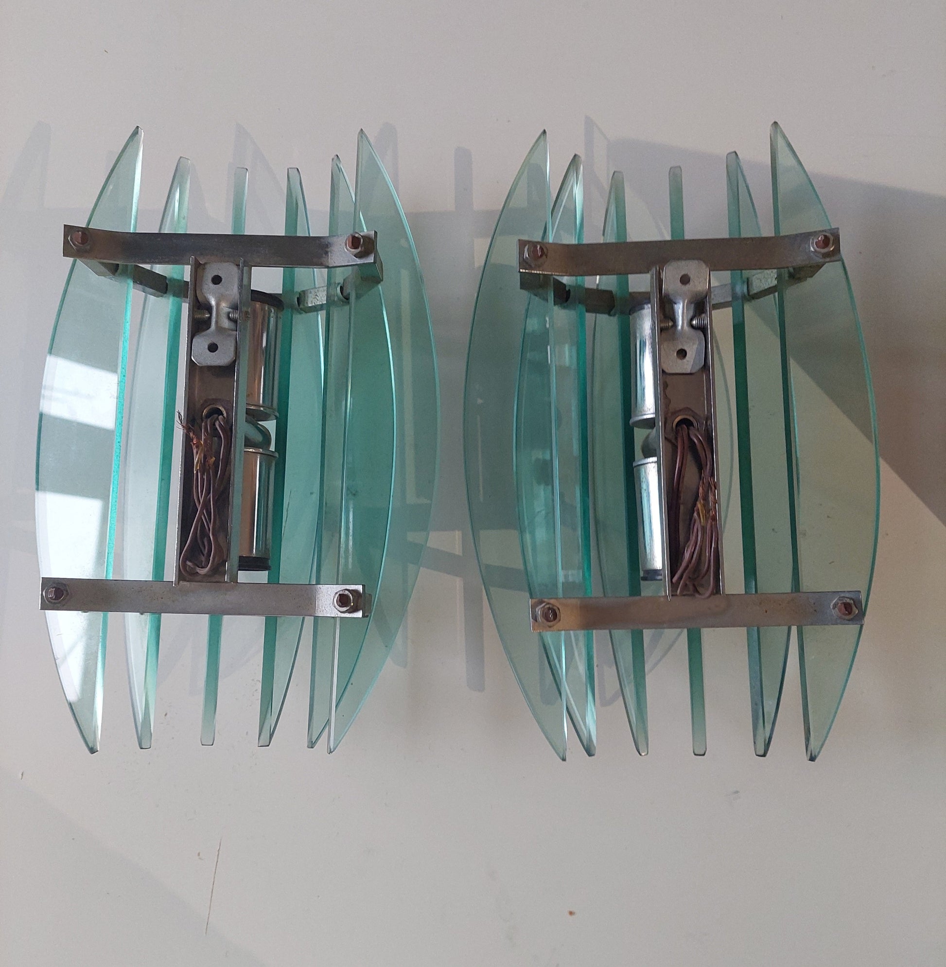 back of Veca Italian glass wall lights