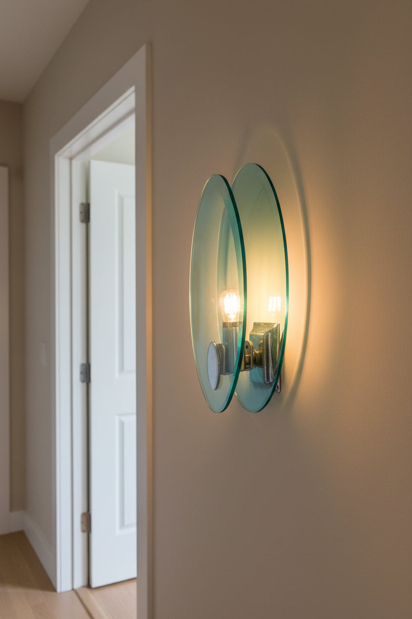 Pair of Fontana Arte Italian Glass Wal lLights