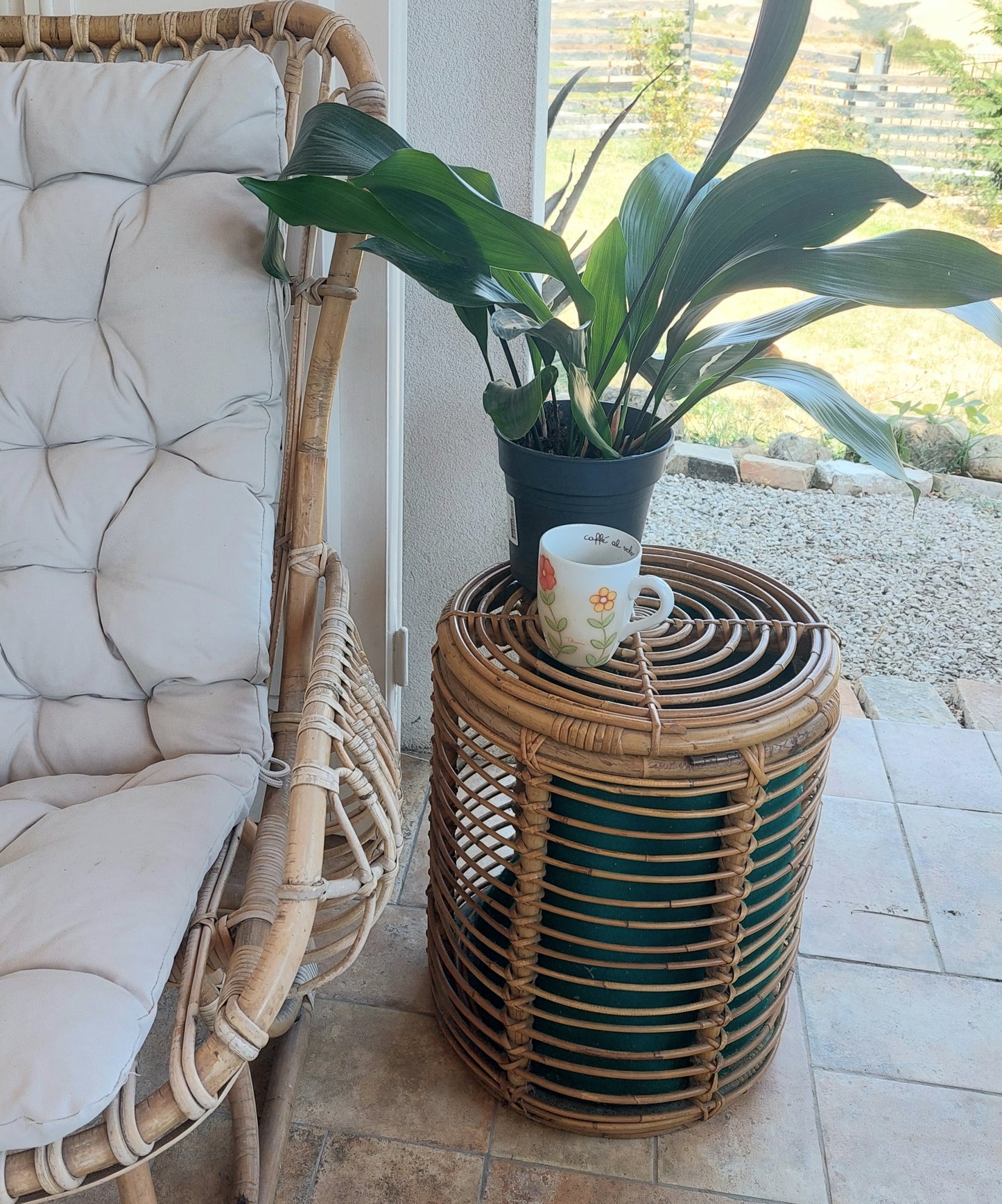 Tito Agnoli 60's Round Bamboo Storage Stool