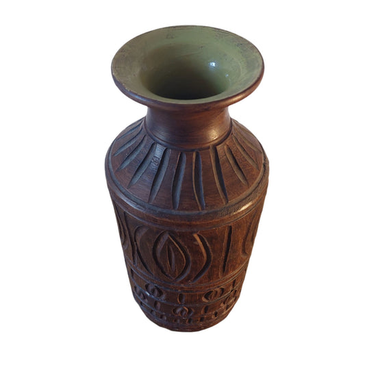 brown carved German vase