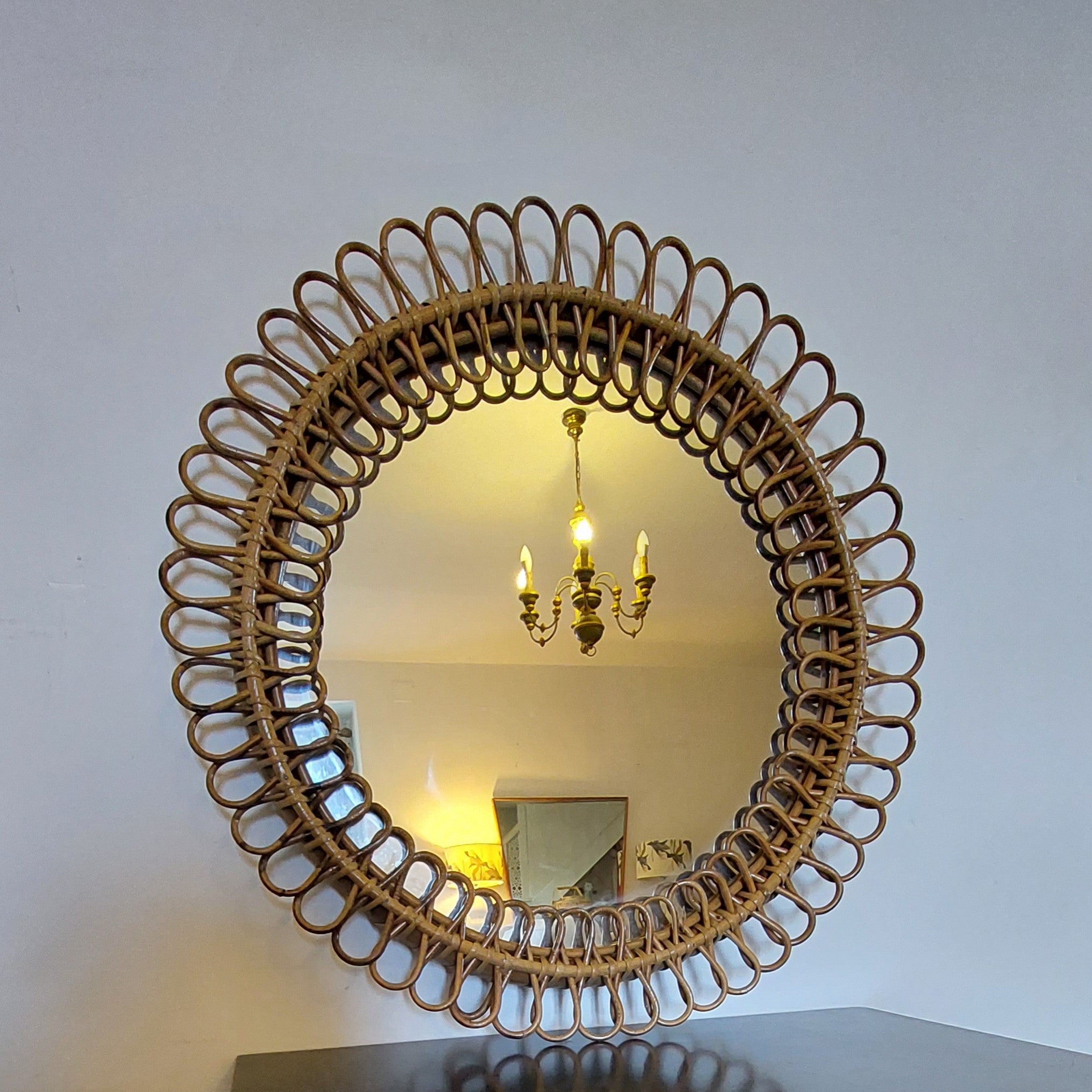 round bamboo mirror 