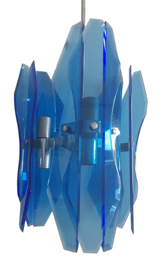 Pendent lamp by Veca in Murano blue glass
