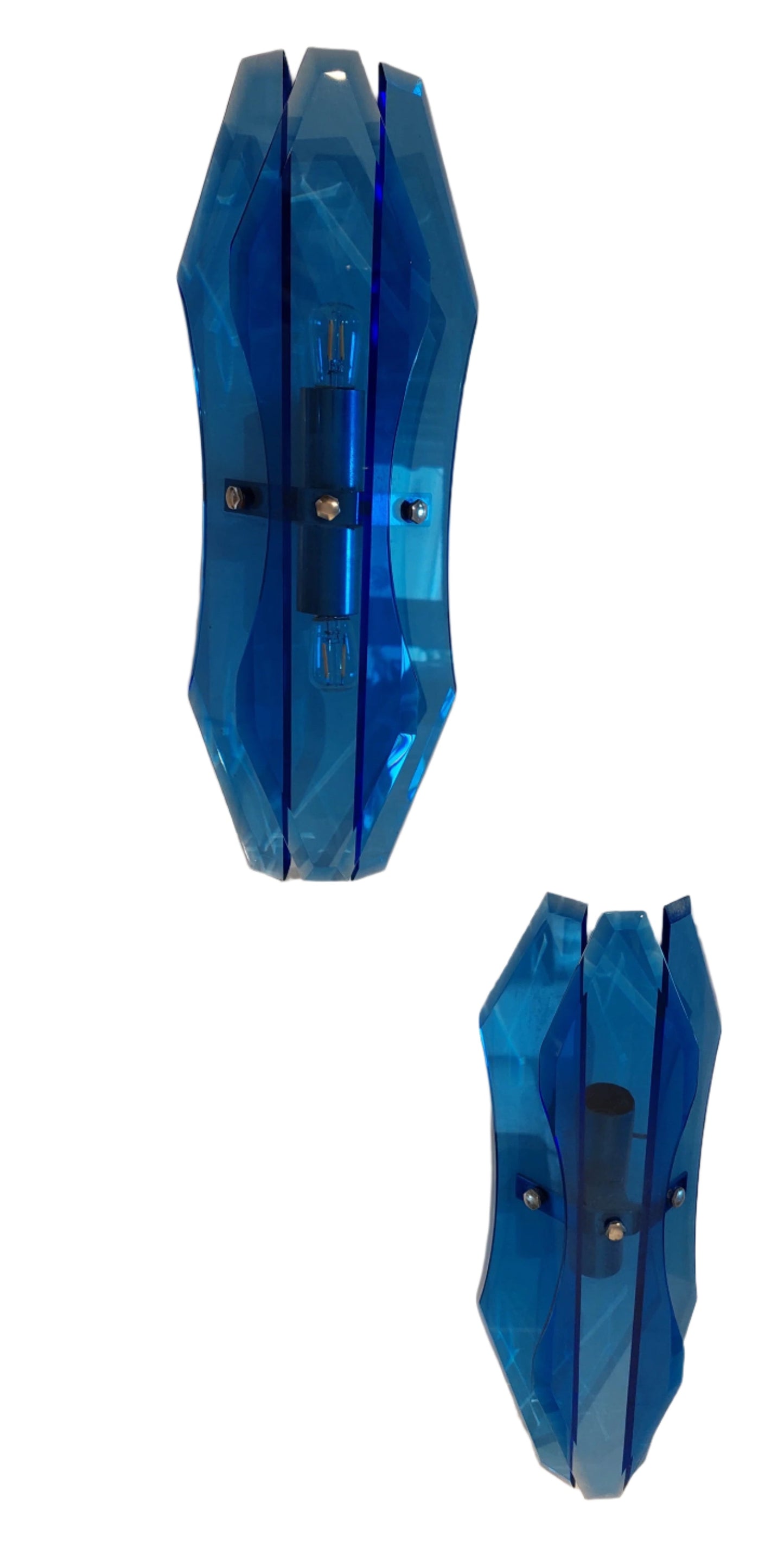 Pair of Blue Wall Lights by Veca in Murano glass SOLD