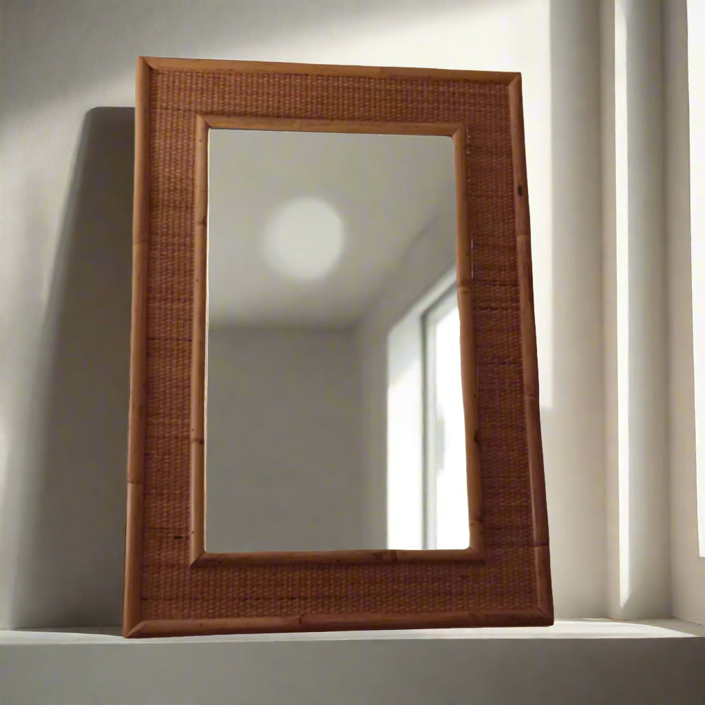 curout of bamboo frame mirror