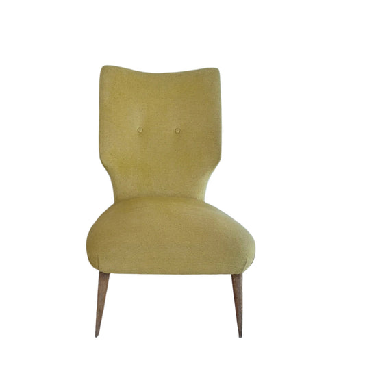 front view of yellow accent chair