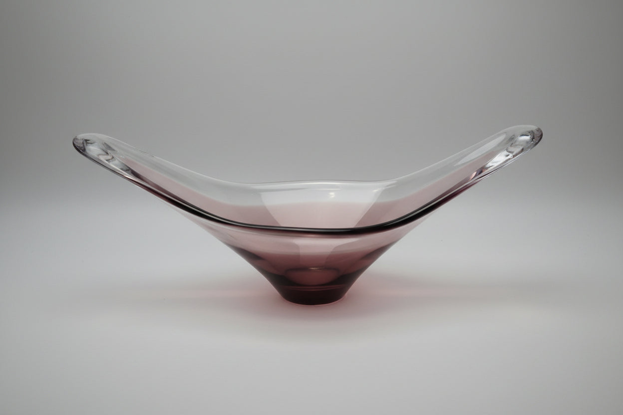 hand blown 70's magenta glass vase 