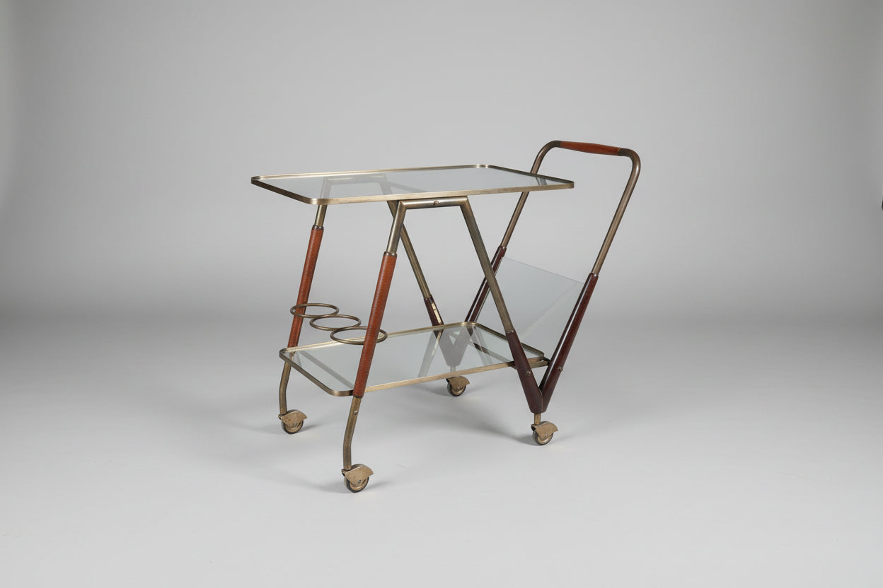 Cesare Lacca drinks cart in brass and glass