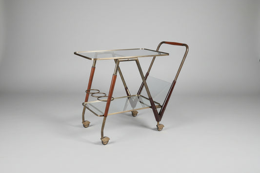 Cesare Lacca drinks cart in brass and glass