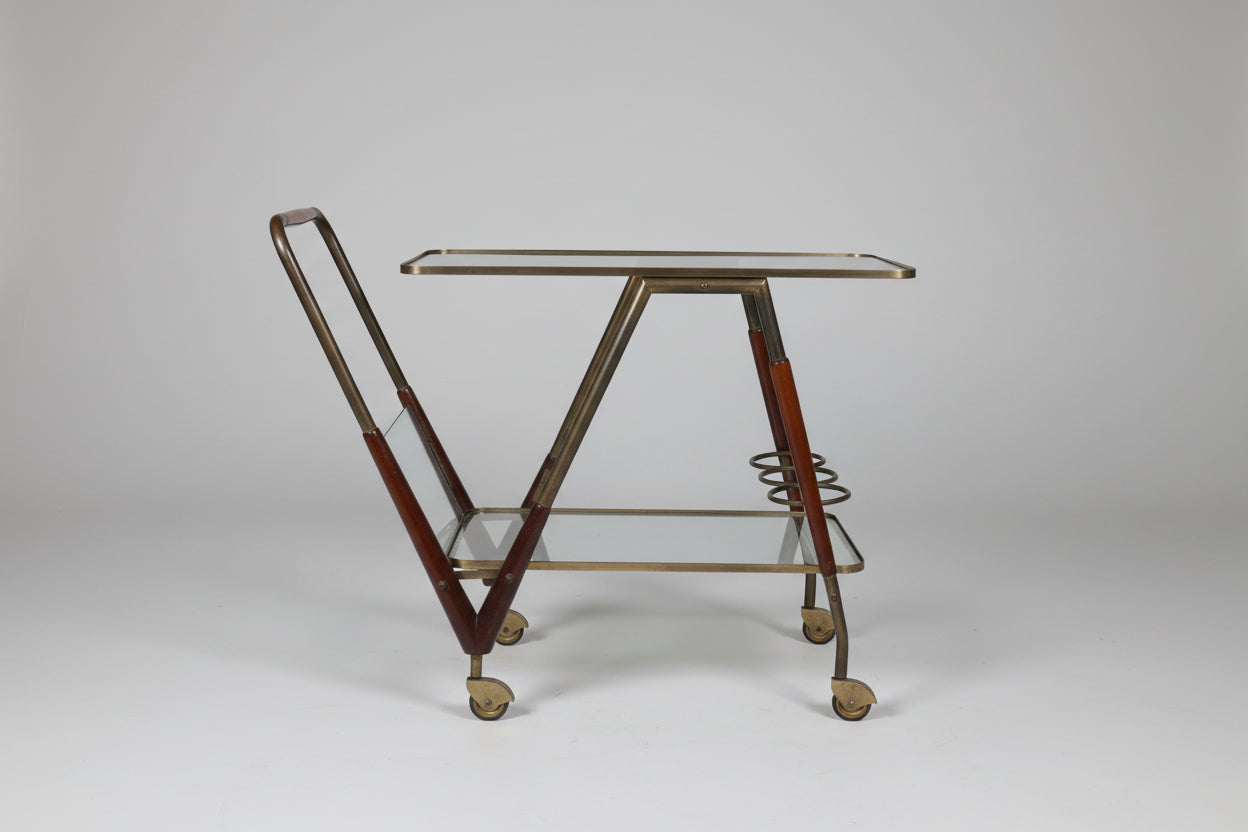 Vintage-style metal and glass serving cart by Cesare Lacca