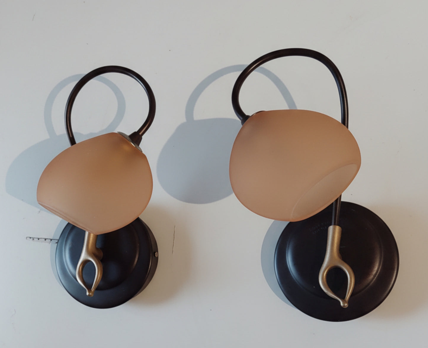 pair of mid century glass wall lights 