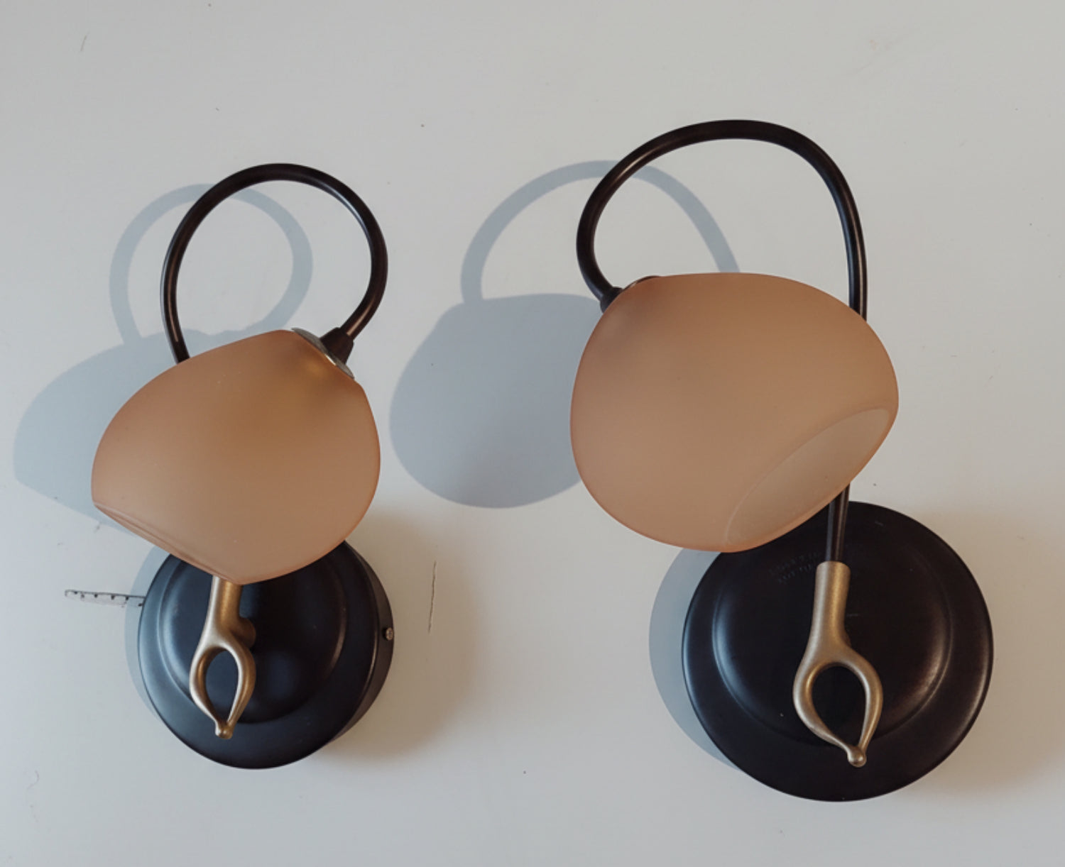 pair of mid century glass wall lights 