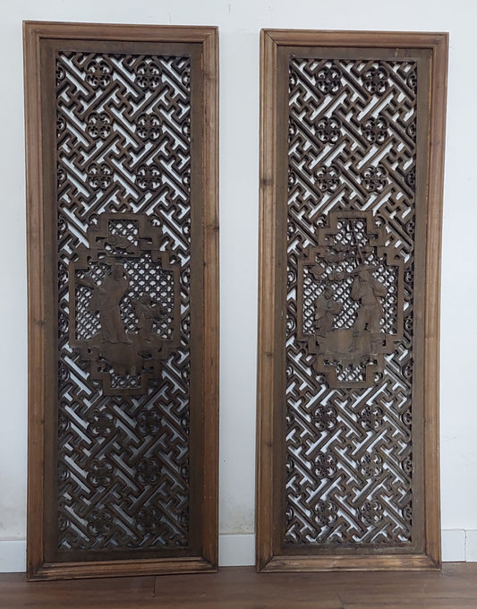 A Pair of Qing Dynasty Chinese Window Panels