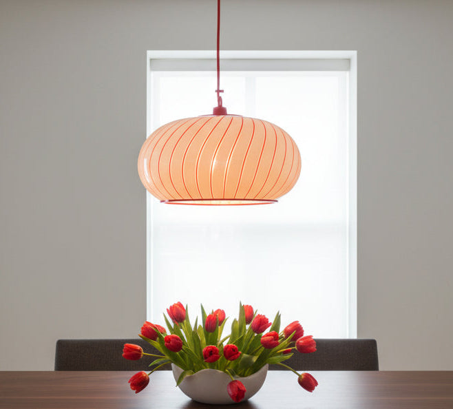 Red and White 70;s Pendant Lamp SOLD
