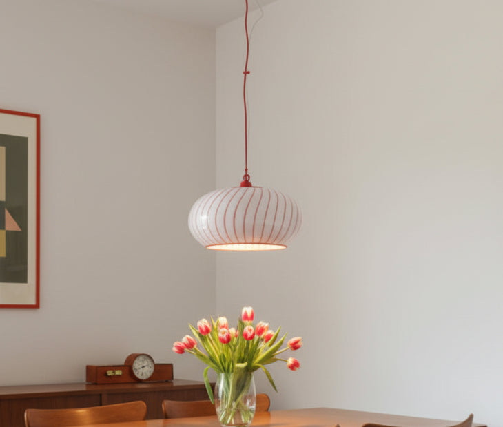 Red and White 70;s Pendant Lamp SOLD