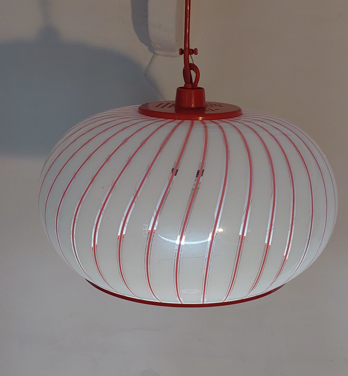 Red and White 70;s Pendant Lamp SOLD