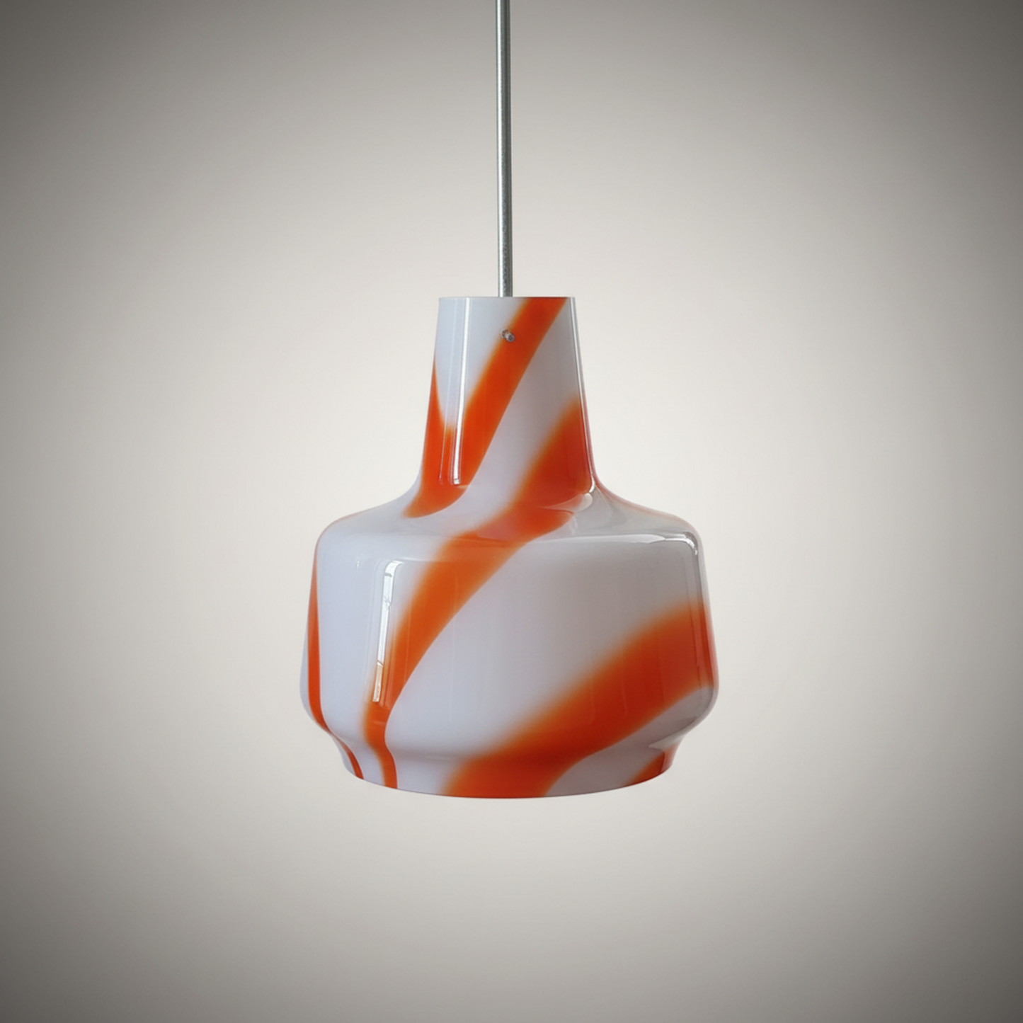 Orange Pattern Murano 1970s  Pendant Light