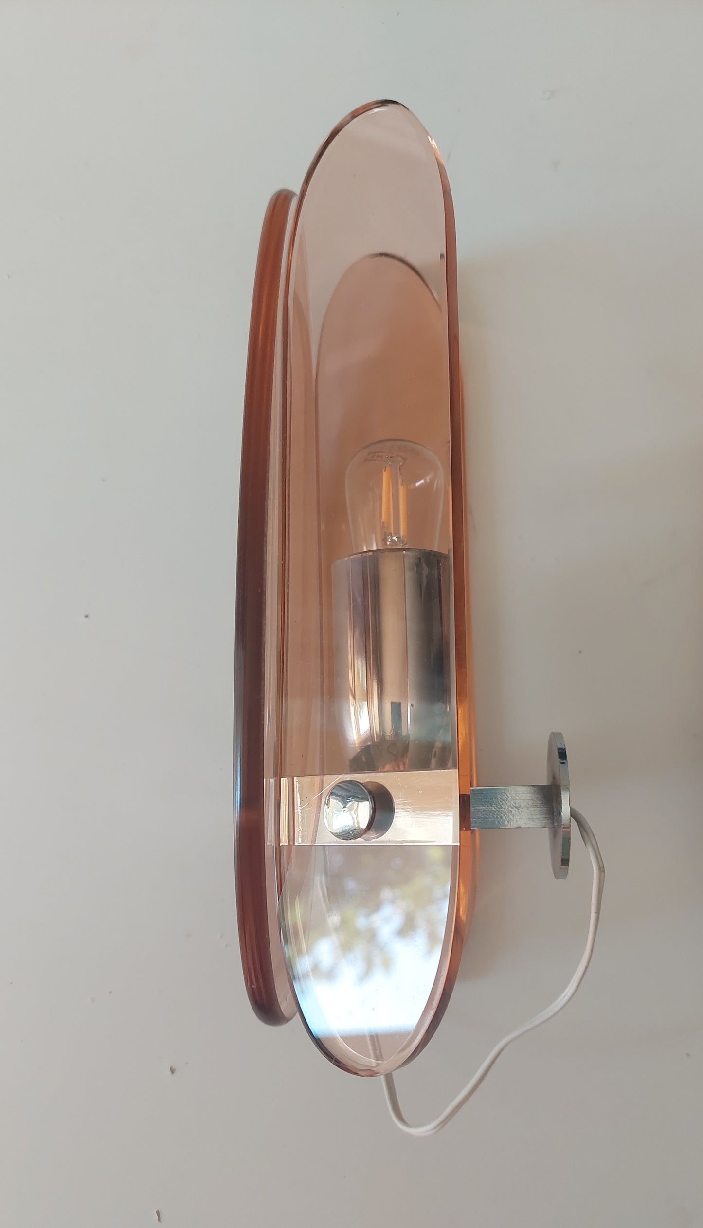 Pair of Italian Pink Glass 60's Wall Lights