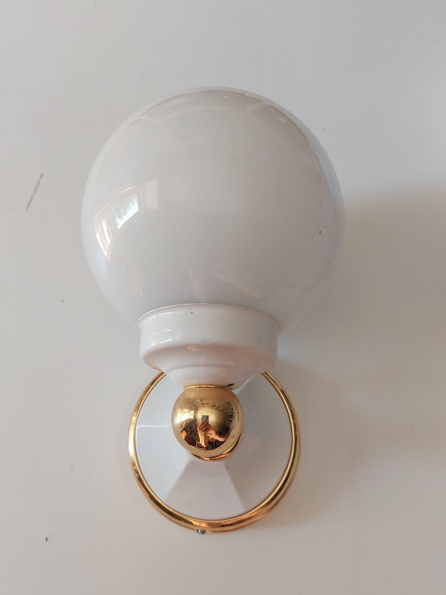 Pair of White Globe Wall Lamps