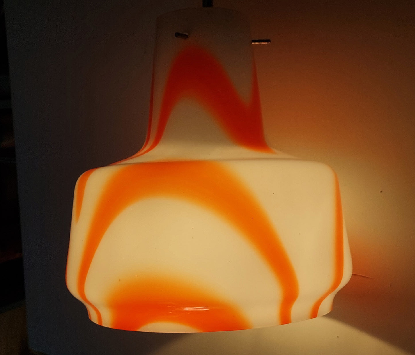 Orange Pattern Murano 1970s  Pendant Light