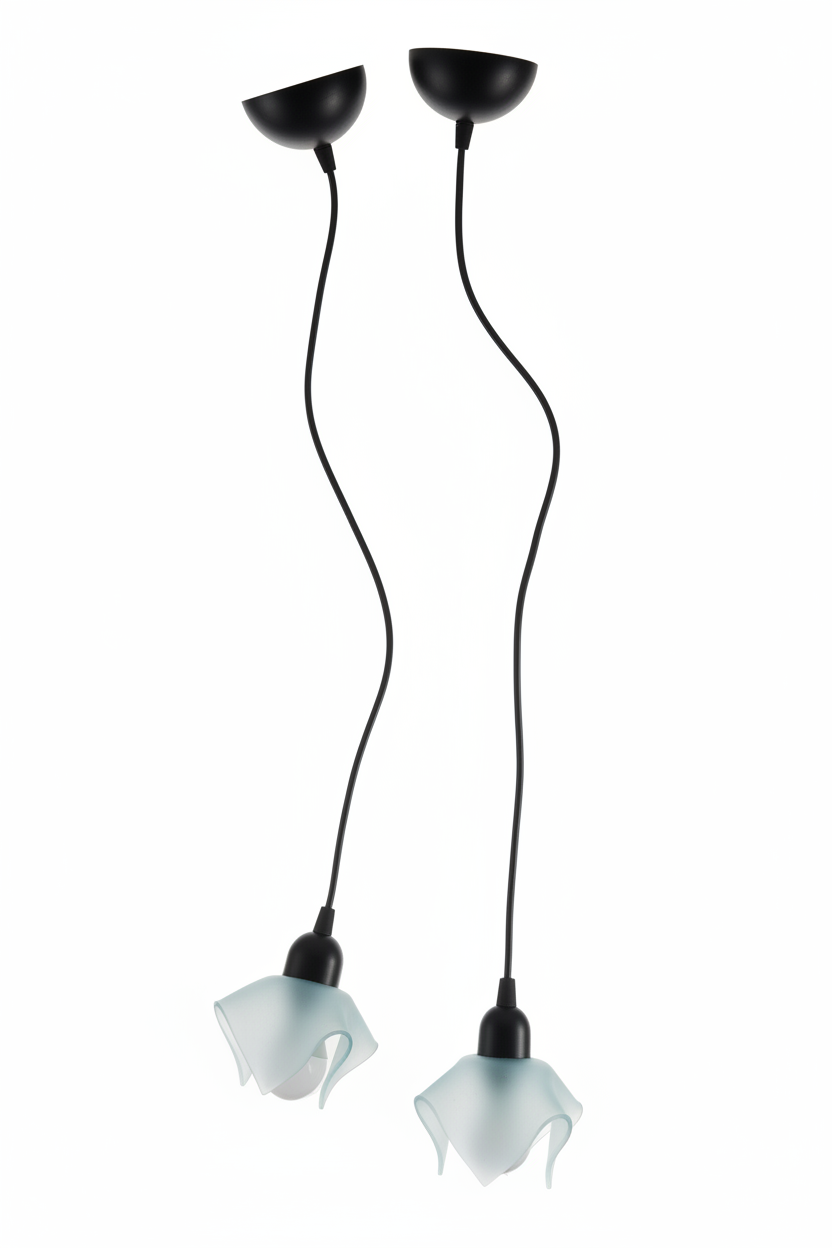 Pair of 80's Hankerchief Glass Pendant Lights