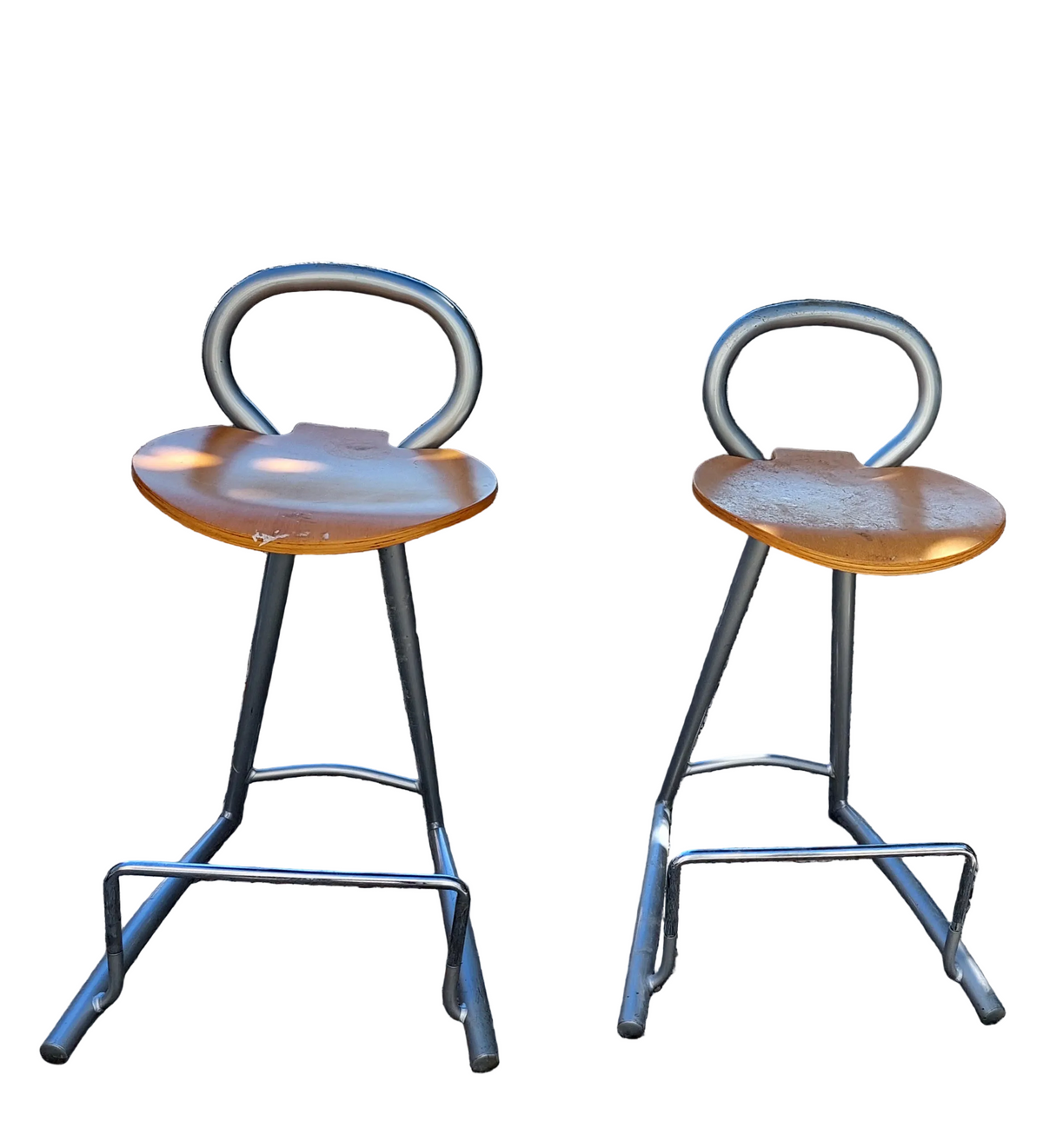 Pair of 80's Aluminium Bar Stools