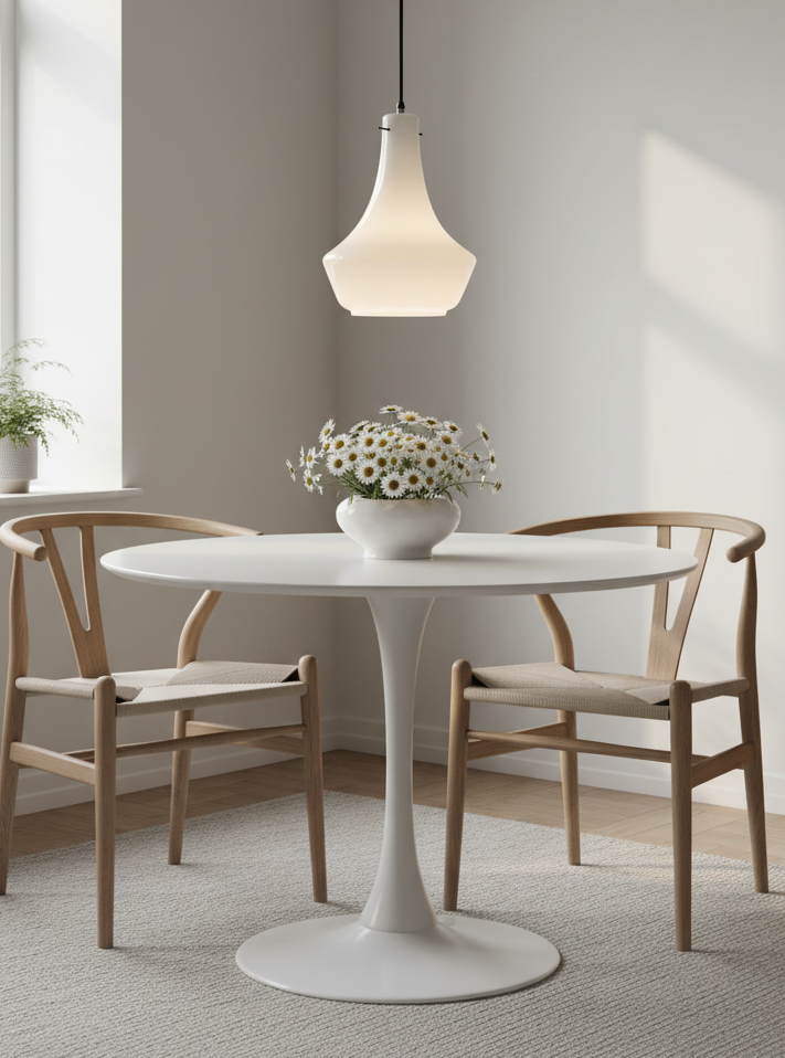 Murano White Opaque Glass Pendant Lamp