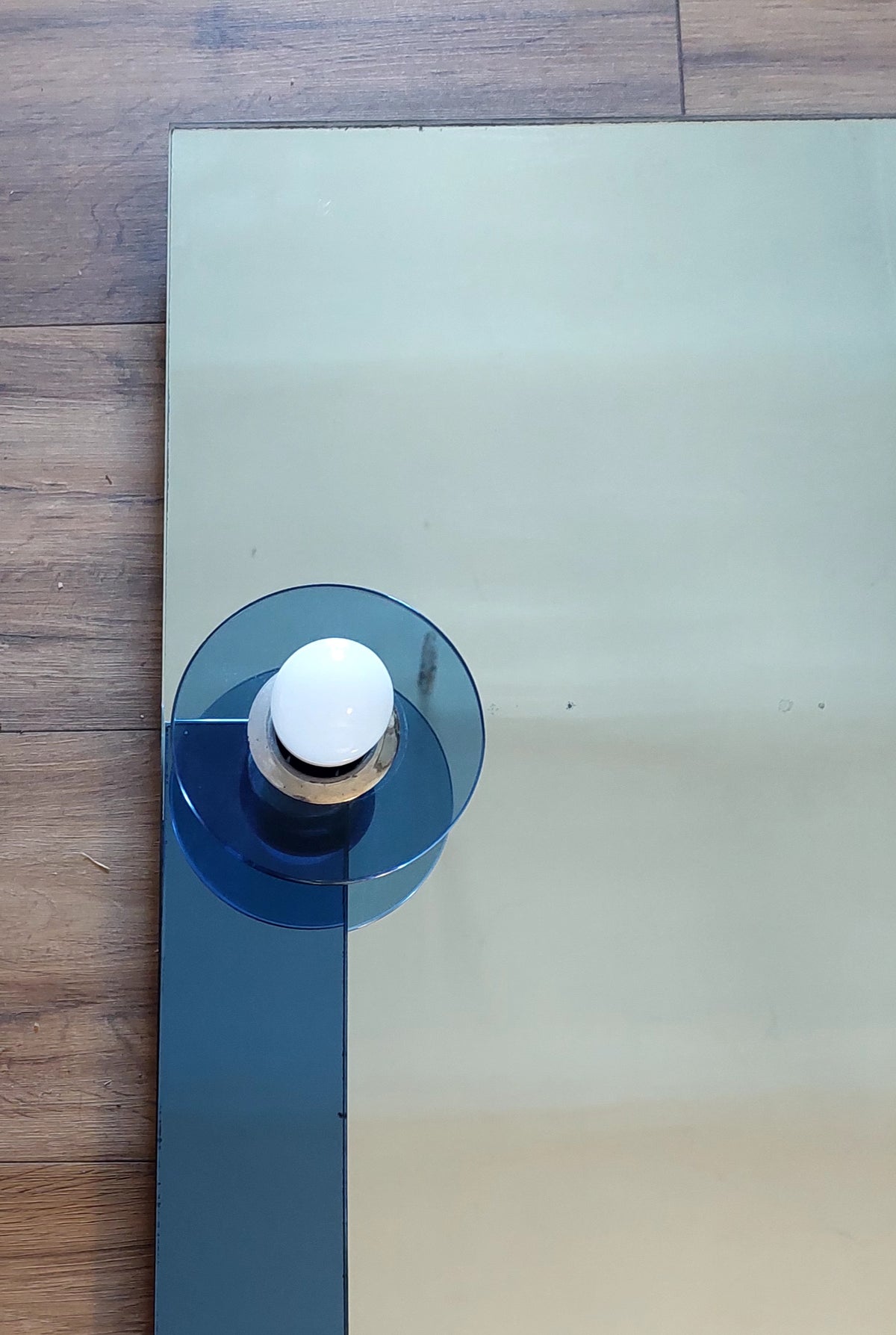 Italian Blue Framed Mirror with lights from the 70s