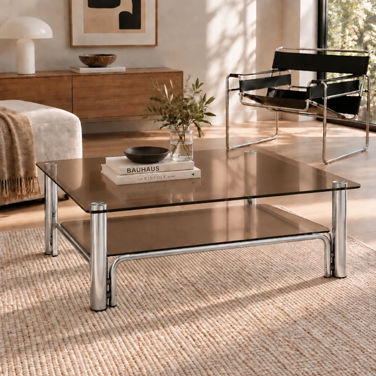 Bauhaus  Chrome and Glass Coffee Table