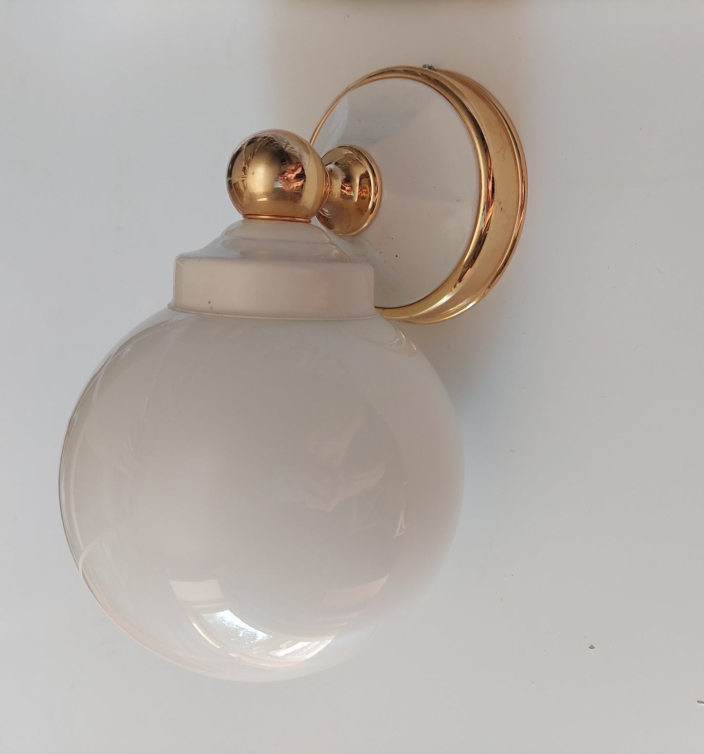 Pair of White Globe Wall Lamps