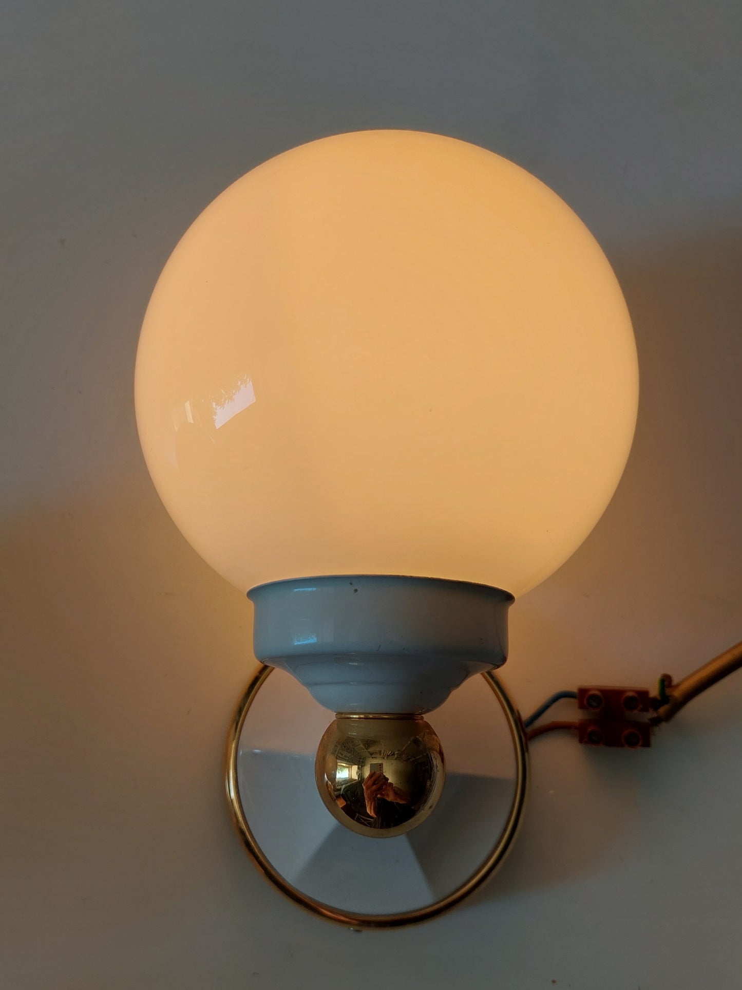 Pair of White Globe Wall Lamps