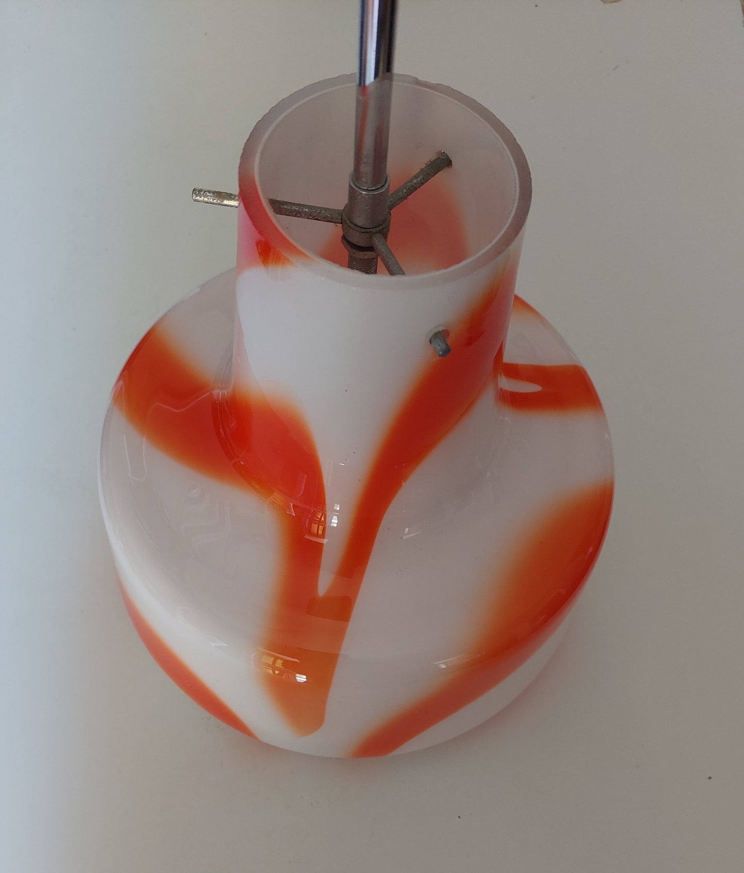 Orange Pattern Murano 1970s  Pendant Light