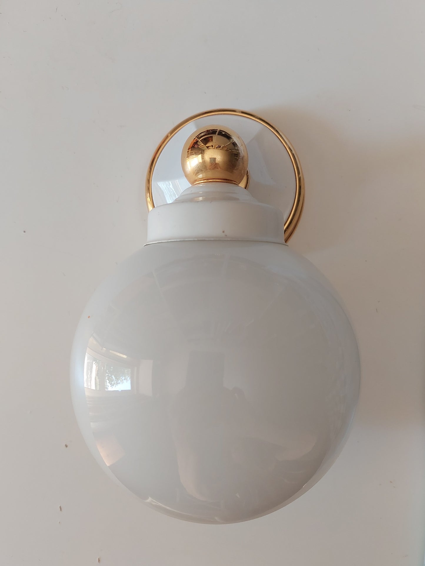 Pair of White Globe Wall Lamps