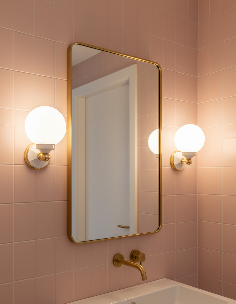 Pair of White Globe Wall Lamps
