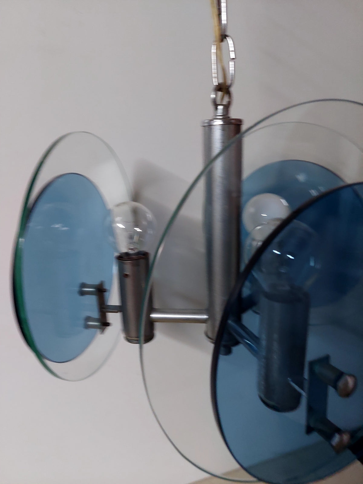 Veca Blue Glass Pendant 70's Lamp