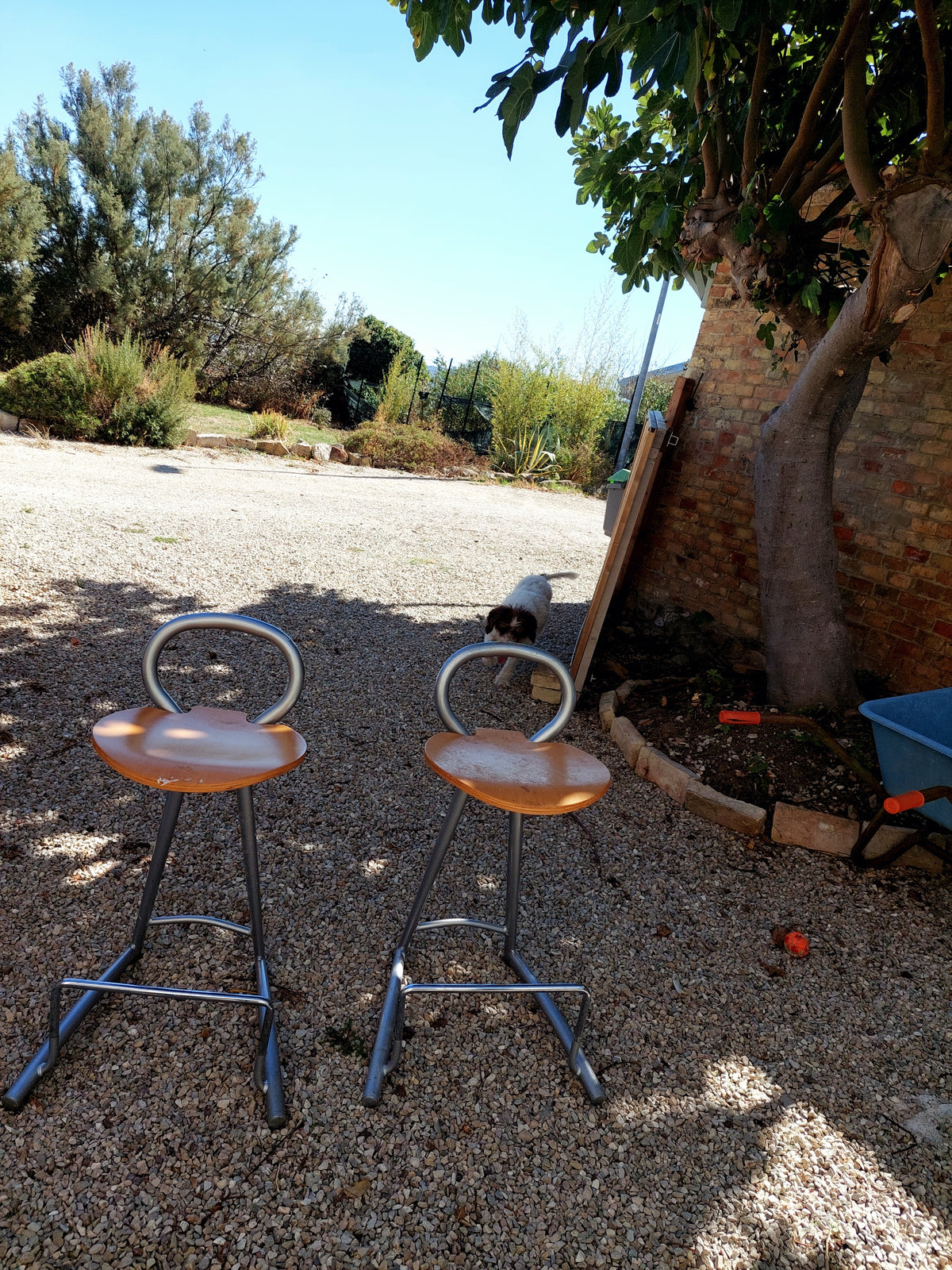 Pair of 80's Aluminium Bar Stools