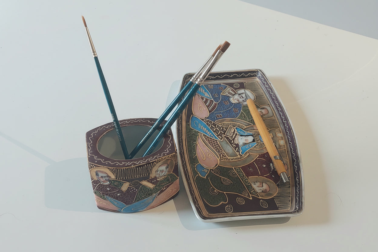 Satsuma Ware Japanese Desk Set