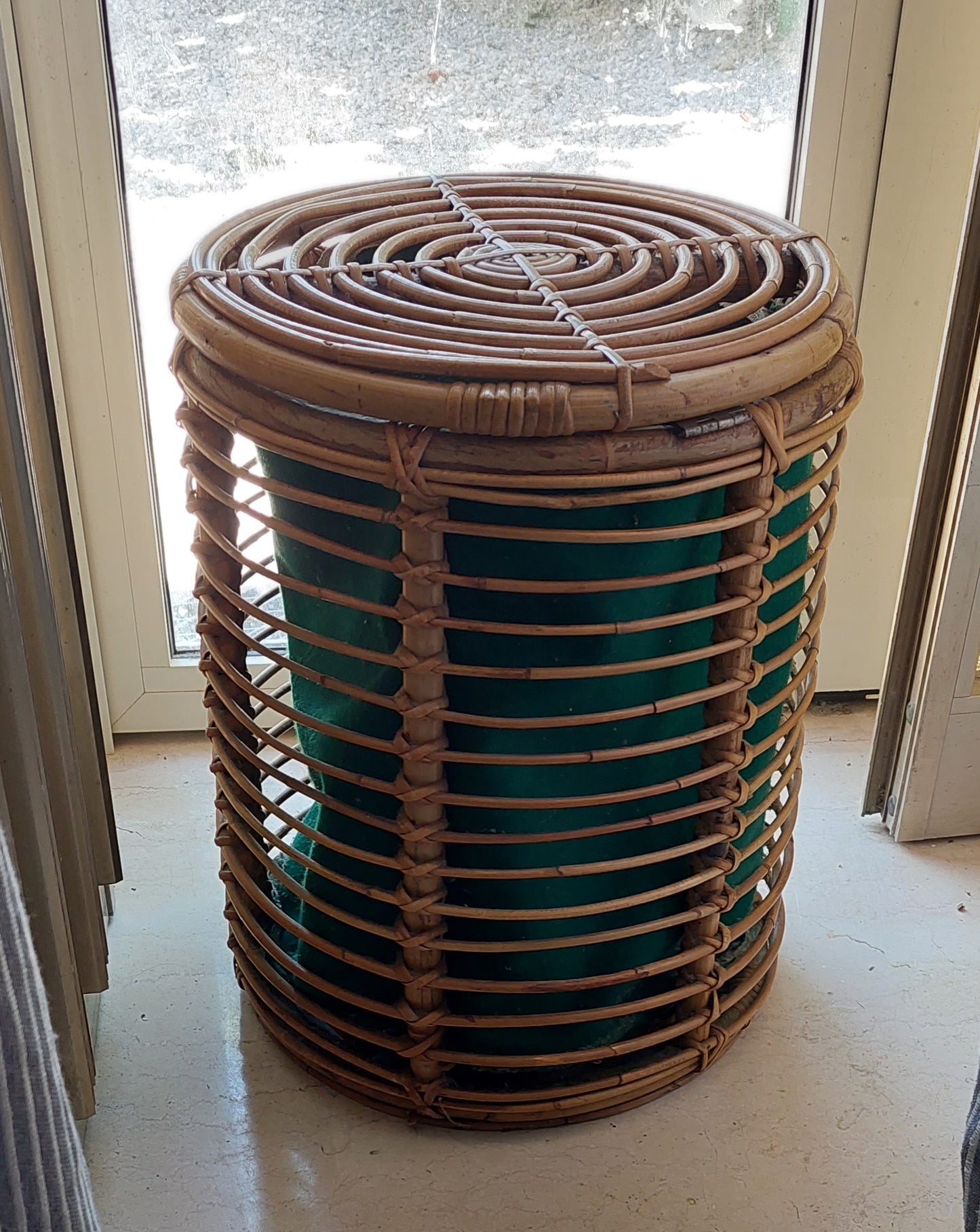 Tito Agnoli 60's Round Bamboo Storage Stool