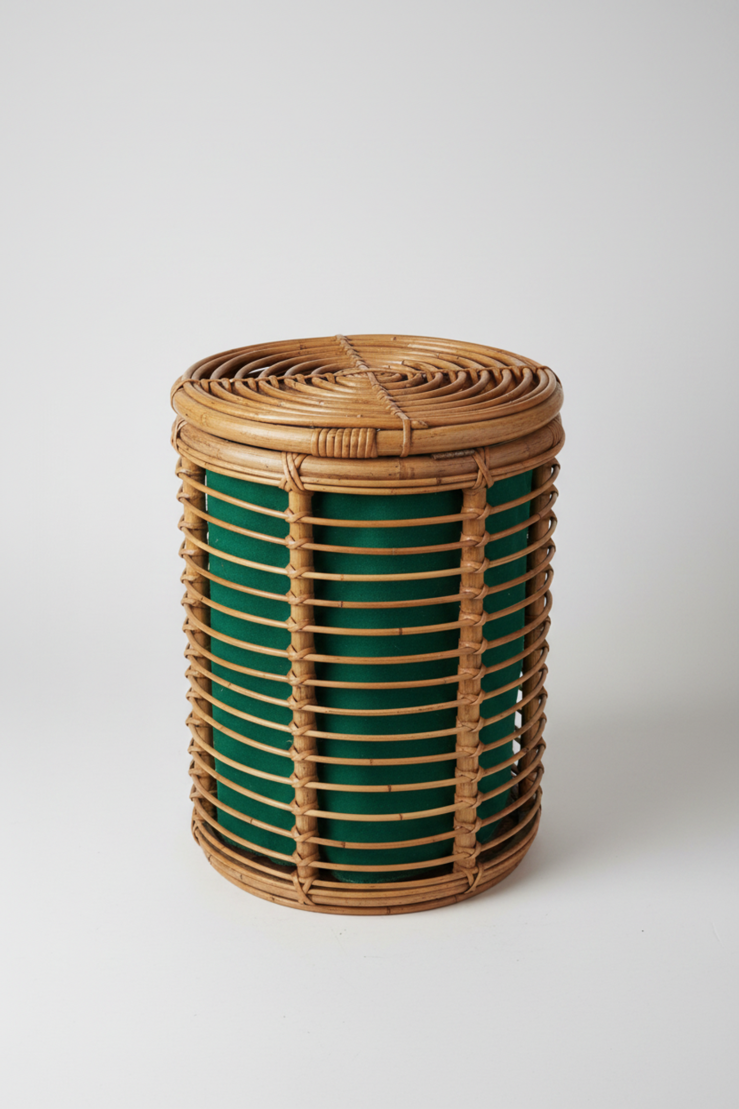 Tito Agnoli 60's Round Bamboo Storage Stool