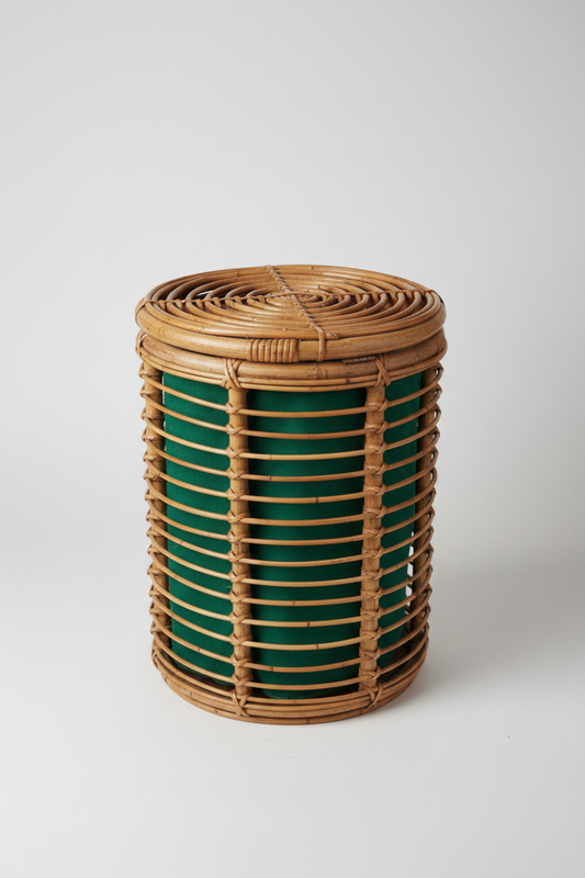Tito Agnoli 60's Round Bamboo Storage Stool