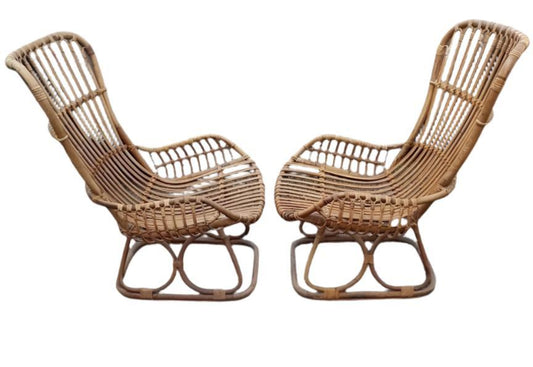 a pair of Tito  Agnoli cane chairs