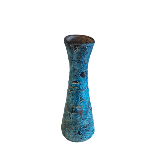 Blue Fat  Lava Vase